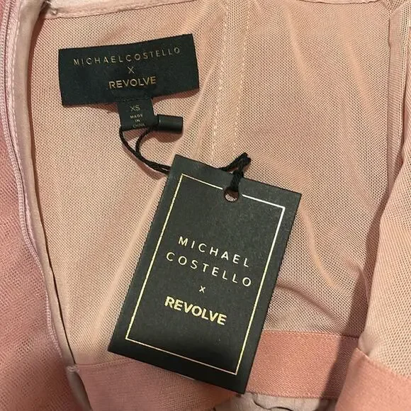 MICHAEL COSTELLO Alai Strapless Tiered Tulle Maxi Gown in Mauve Pink Size XS - Picture 10 of 11